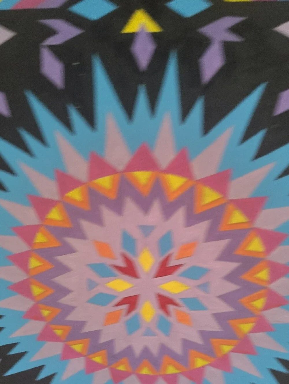 Black Geometric Eagle Tapestry with Multicolor Accents